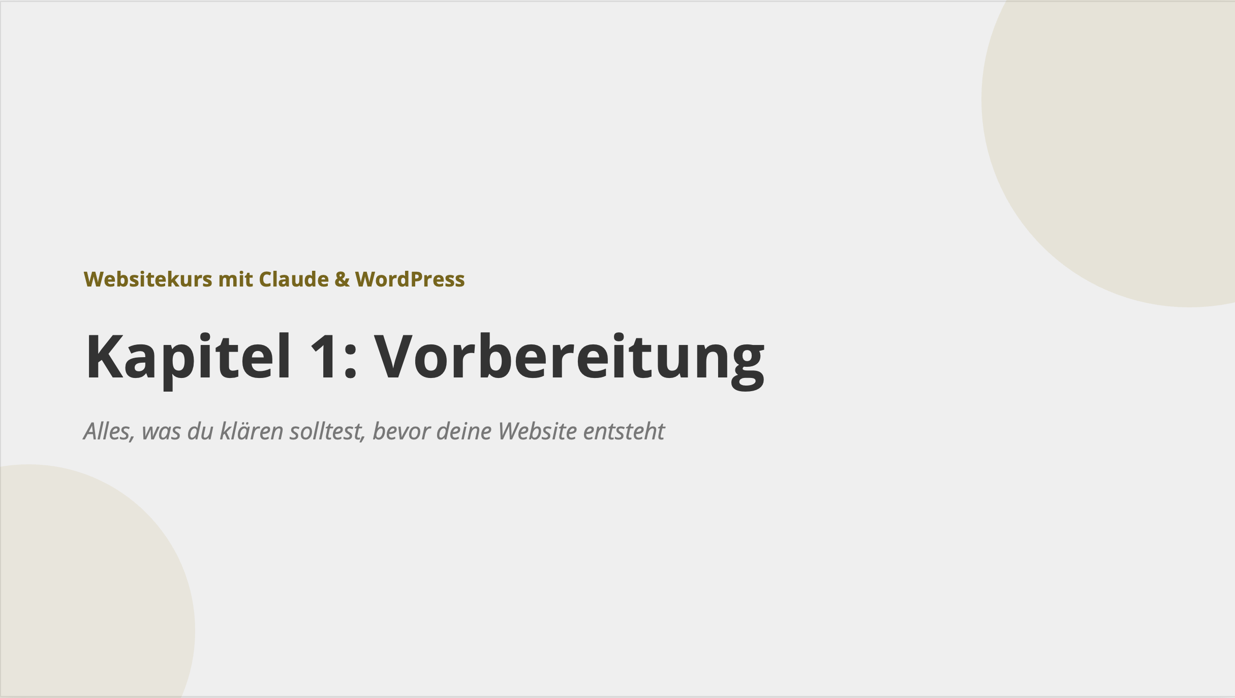 Vorbereitung zur Erstellung einer Website